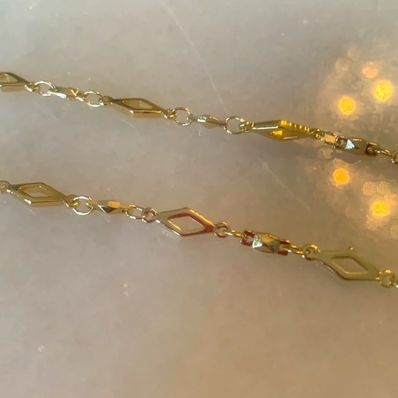 NEW HIGH END 18k Gold Plated Necklace Rhombas Links Diamond Patterned Chain 17β - Picture 4 of 9